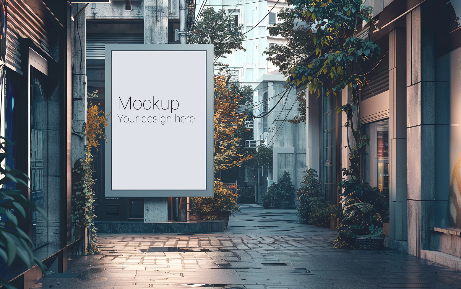 Mockup of street advertisement banner or billboard in big city psd