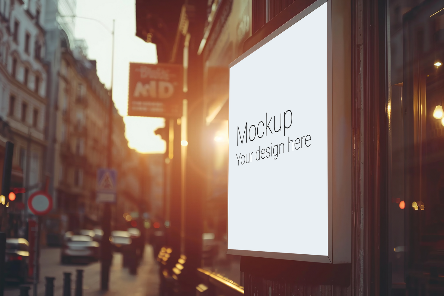 Mockup of street advertisement banner or billboard in big city psd