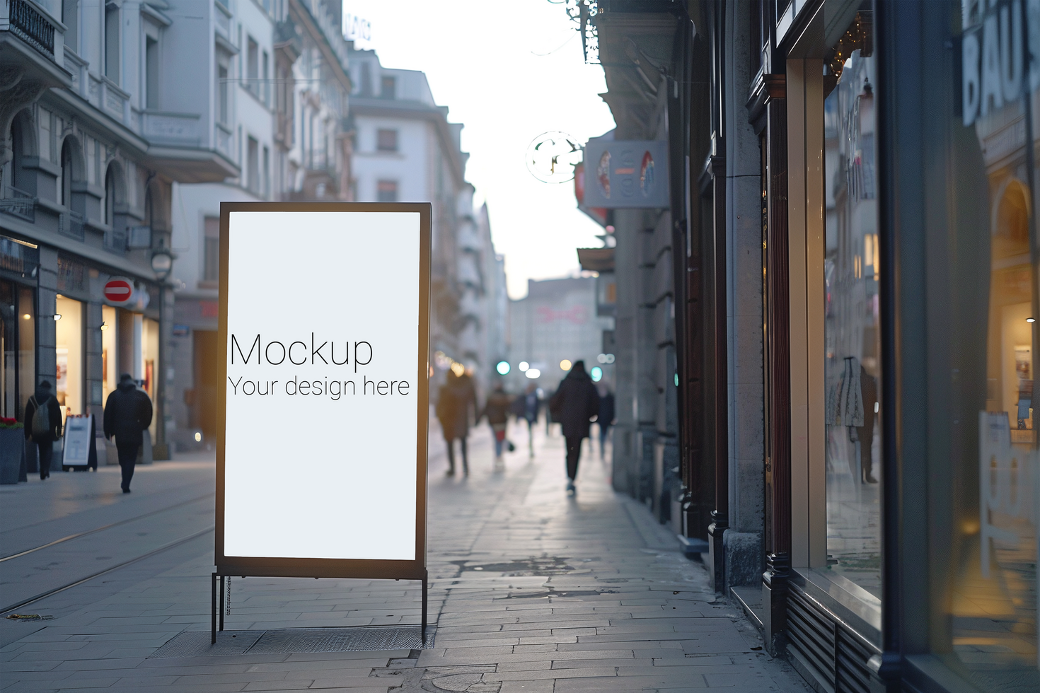 Mockup of street advertisement banner or billboard in big city psd