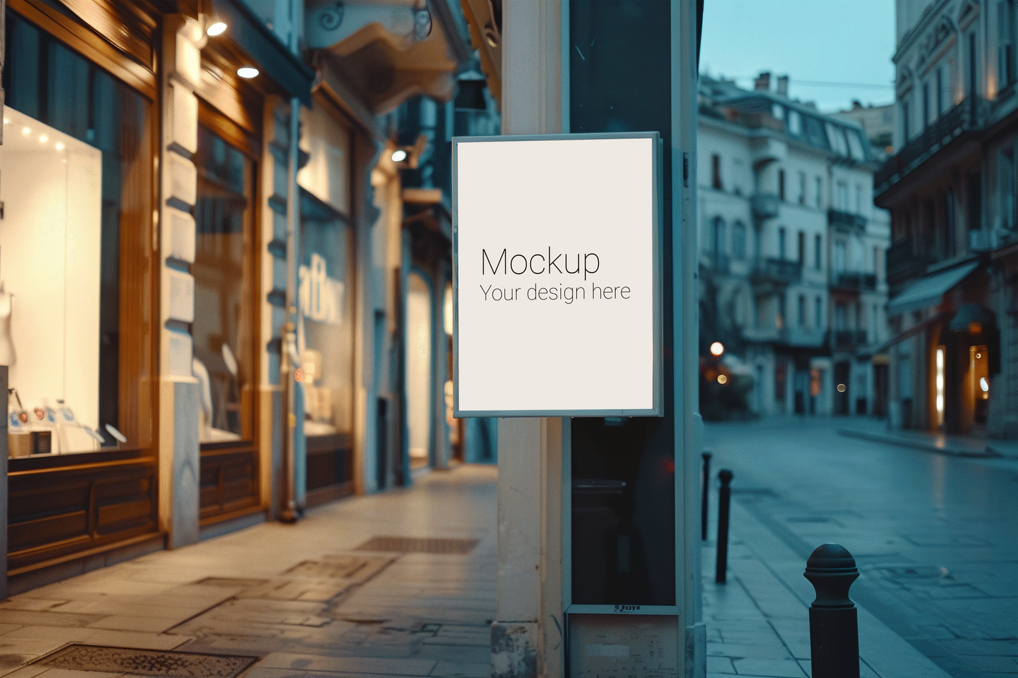 Mockup of street advertisement banner or billboard in big city psd