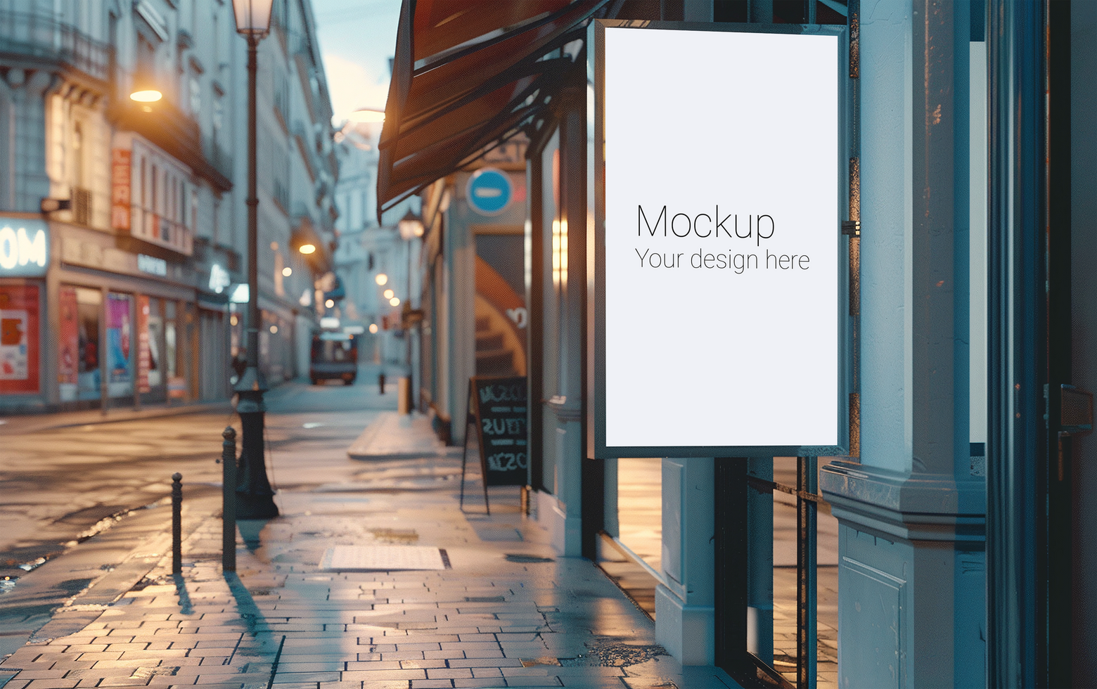 Mockup of street advertisement banner or billboard in big city psd