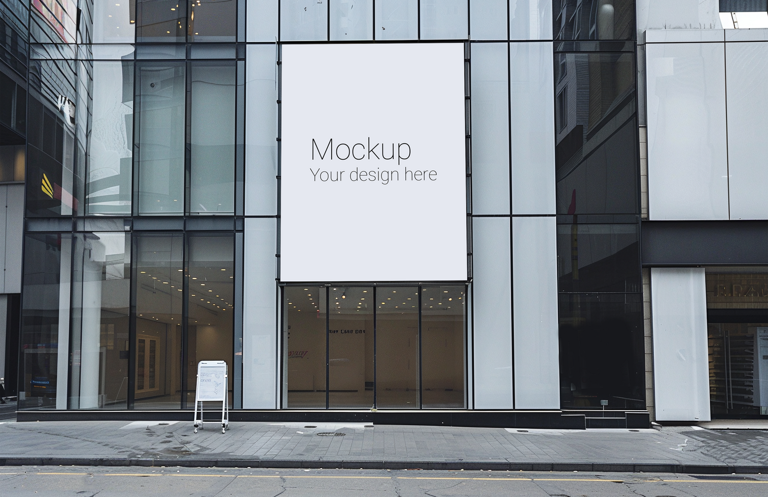 Mockup of street advertisement banner or billboard in big city psd