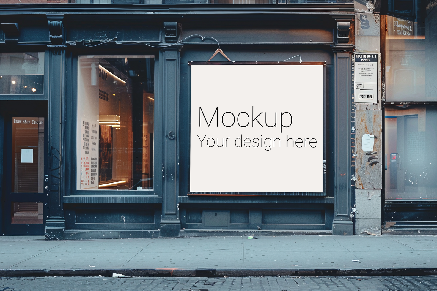 Mockup of street advertisement banner or billboard in big city psd