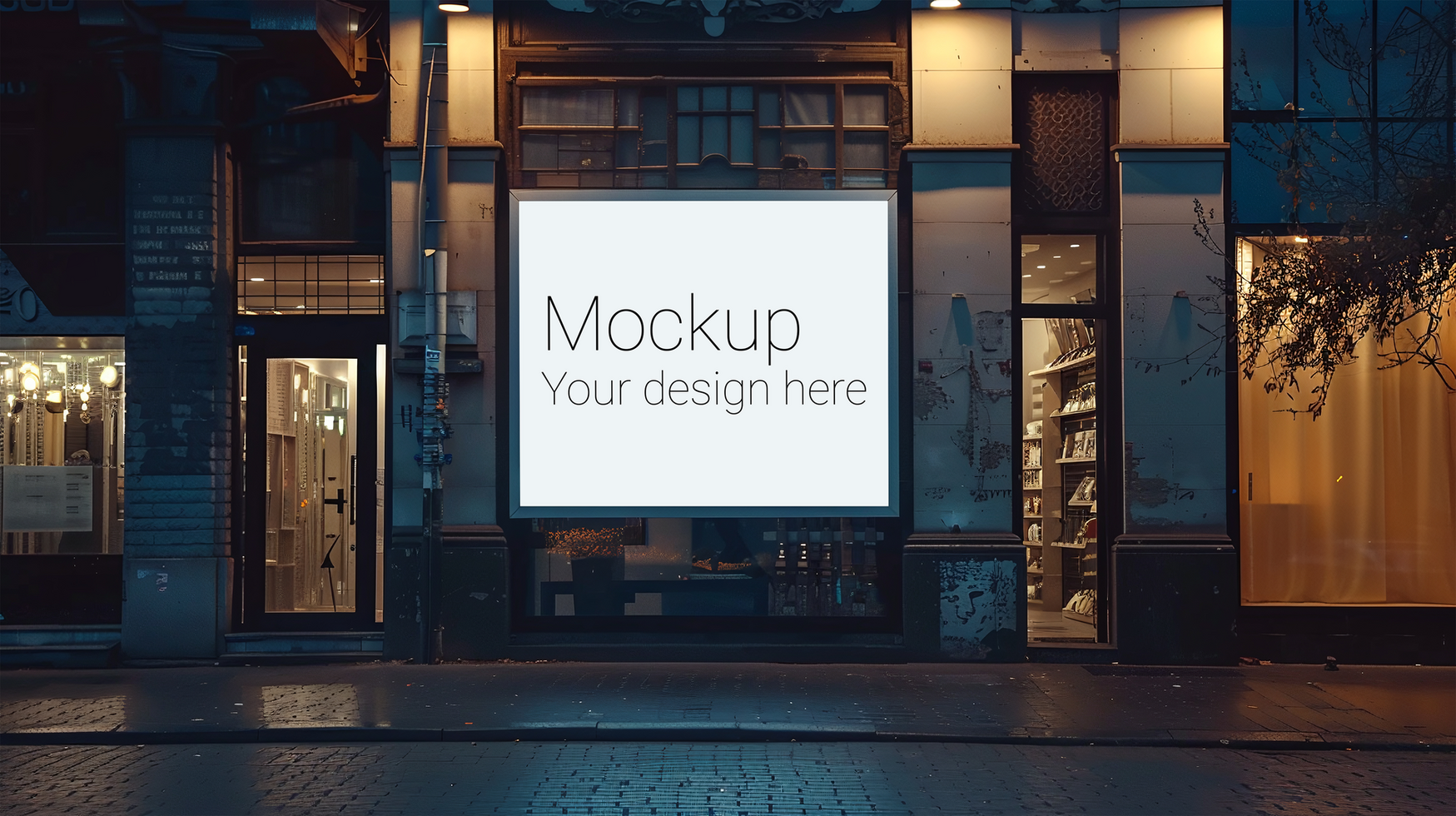Mockup of street advertisement banner or billboard in big city psd