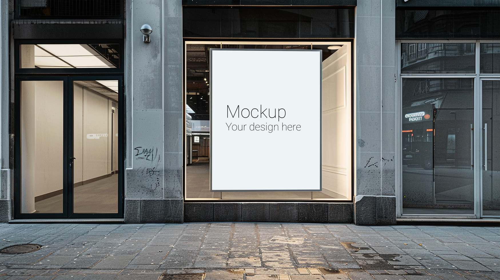 Mockup of street advertisement banner or billboard in big city psd