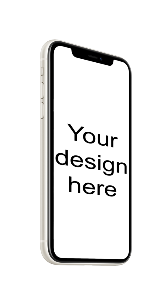 Mockup of white smartphone without background in isometric style psd