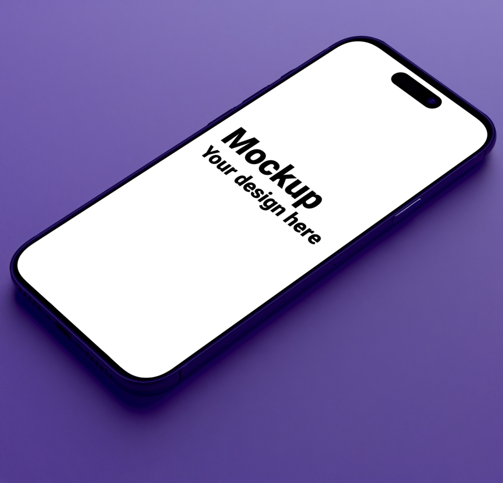 Mockup of black smartphone on purple background psd
