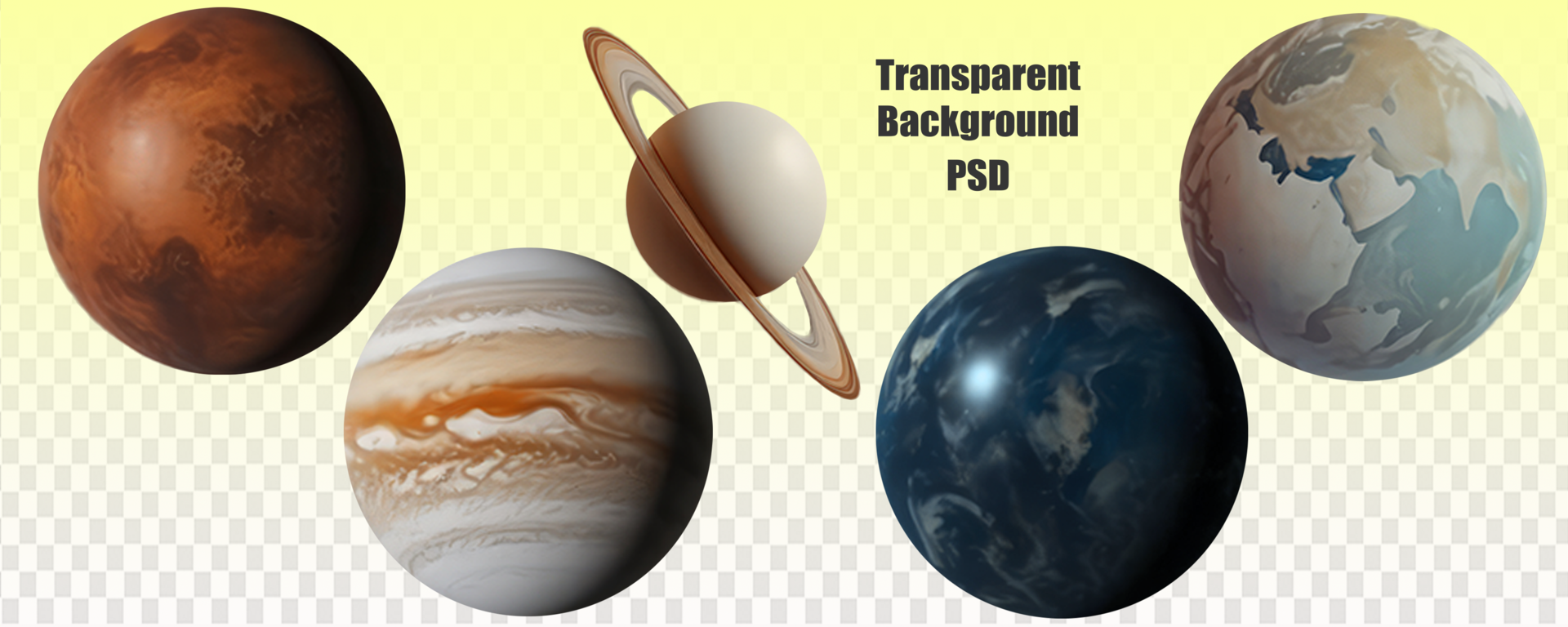 Random planet by the principle of solar system planets. Fictional planets psd