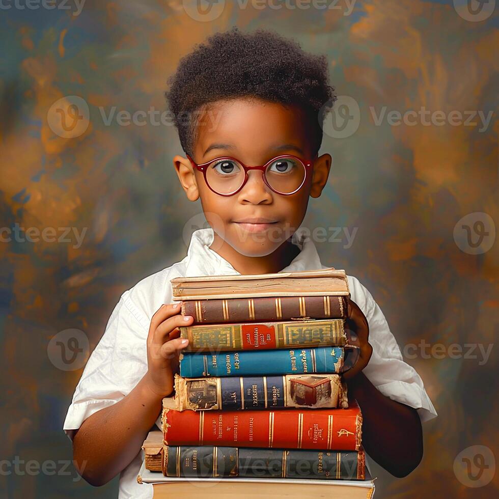 Portrait of young students with books for education photo