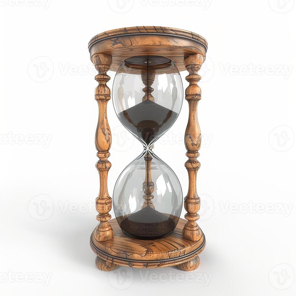 Hourglass on white background. 3d render photo