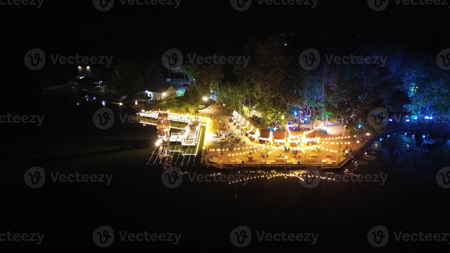 aerial view of Perintis Lake at night, Gorontalo-Indonesia photo