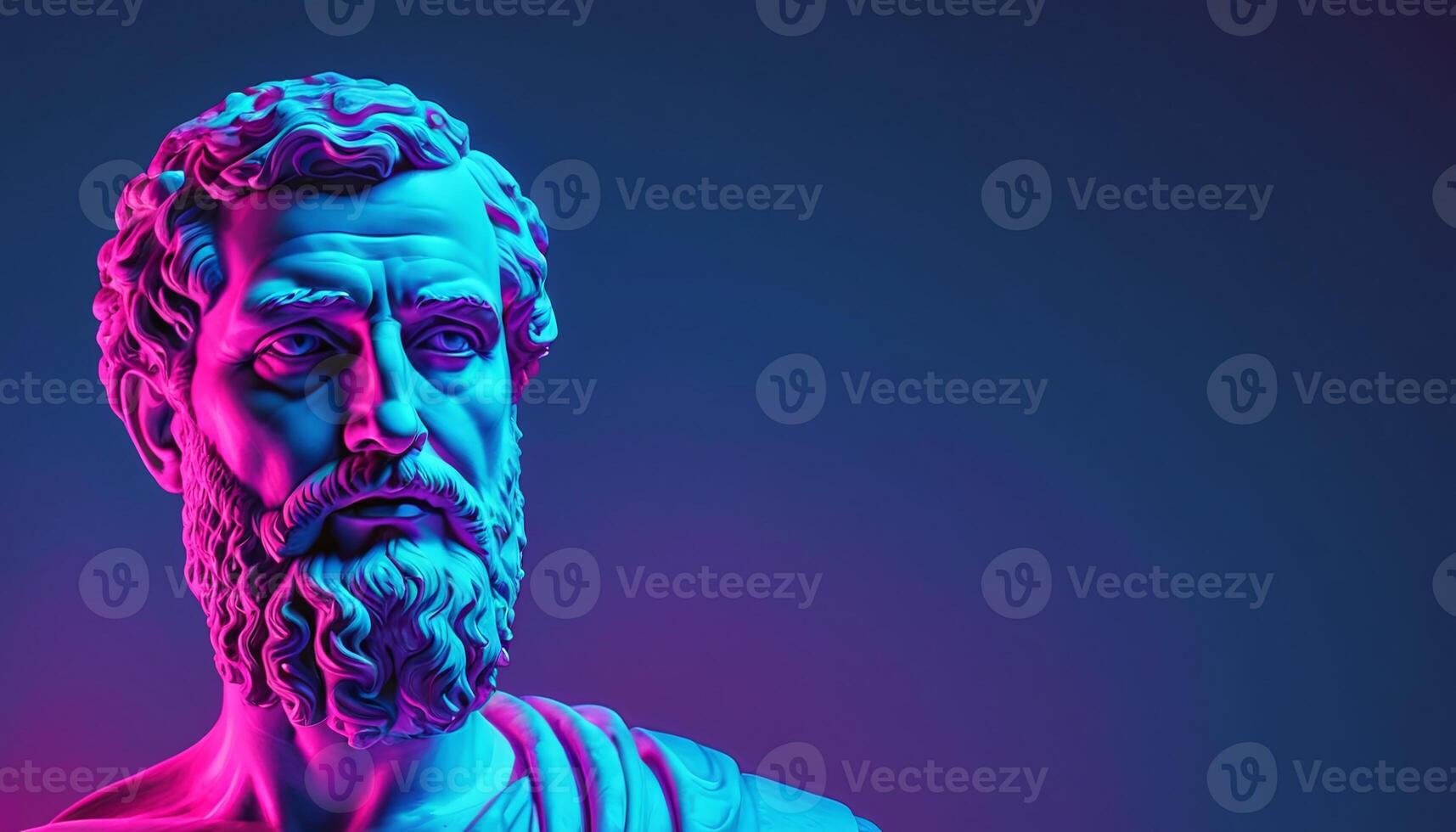 Roman Emperor Head Statue with Gradient Colors Background photo