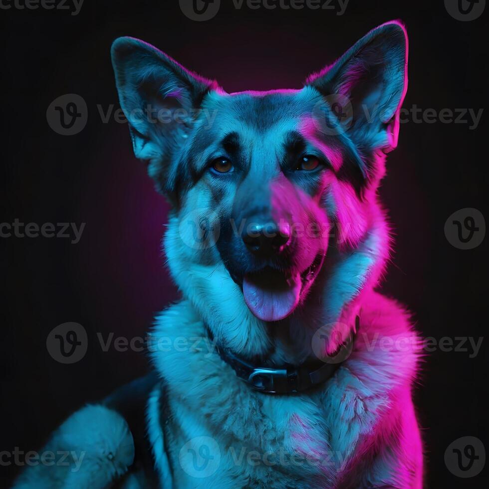 A German Shepherd Dog Is Sitting for Portrait Photography photo