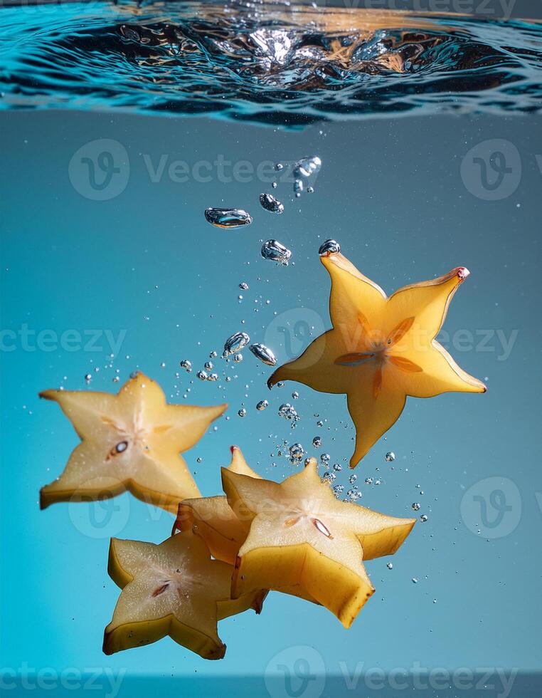fresh fruit splashed with water photo