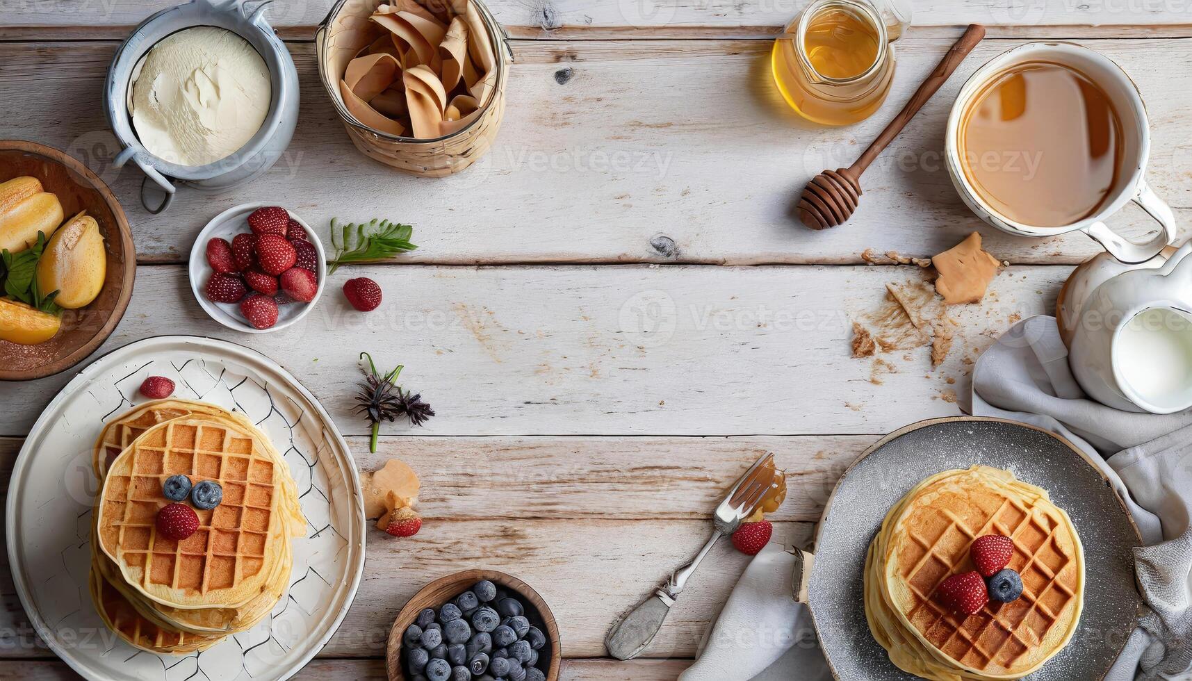 Copy Space image of waffles made from pumpkin puree, eggs and flour, with the addition of cinnamon, cloves. photo