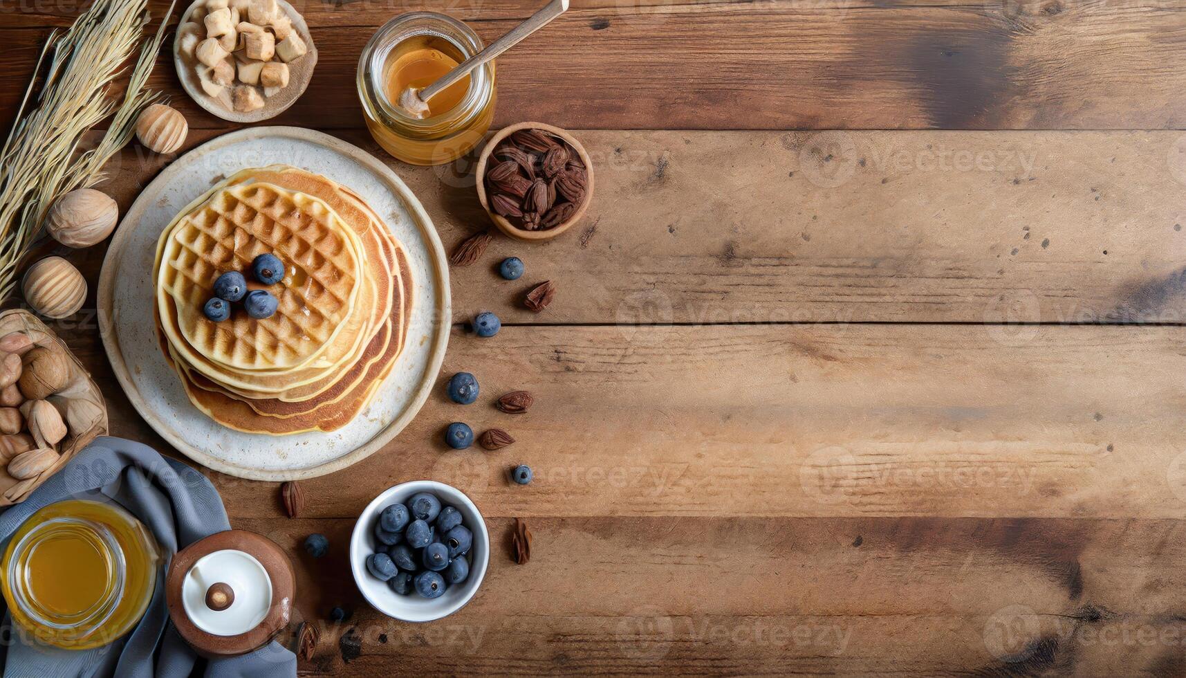 Copy Space image of waffles made from pumpkin puree, eggs and flour, with the addition of cinnamon, cloves. photo