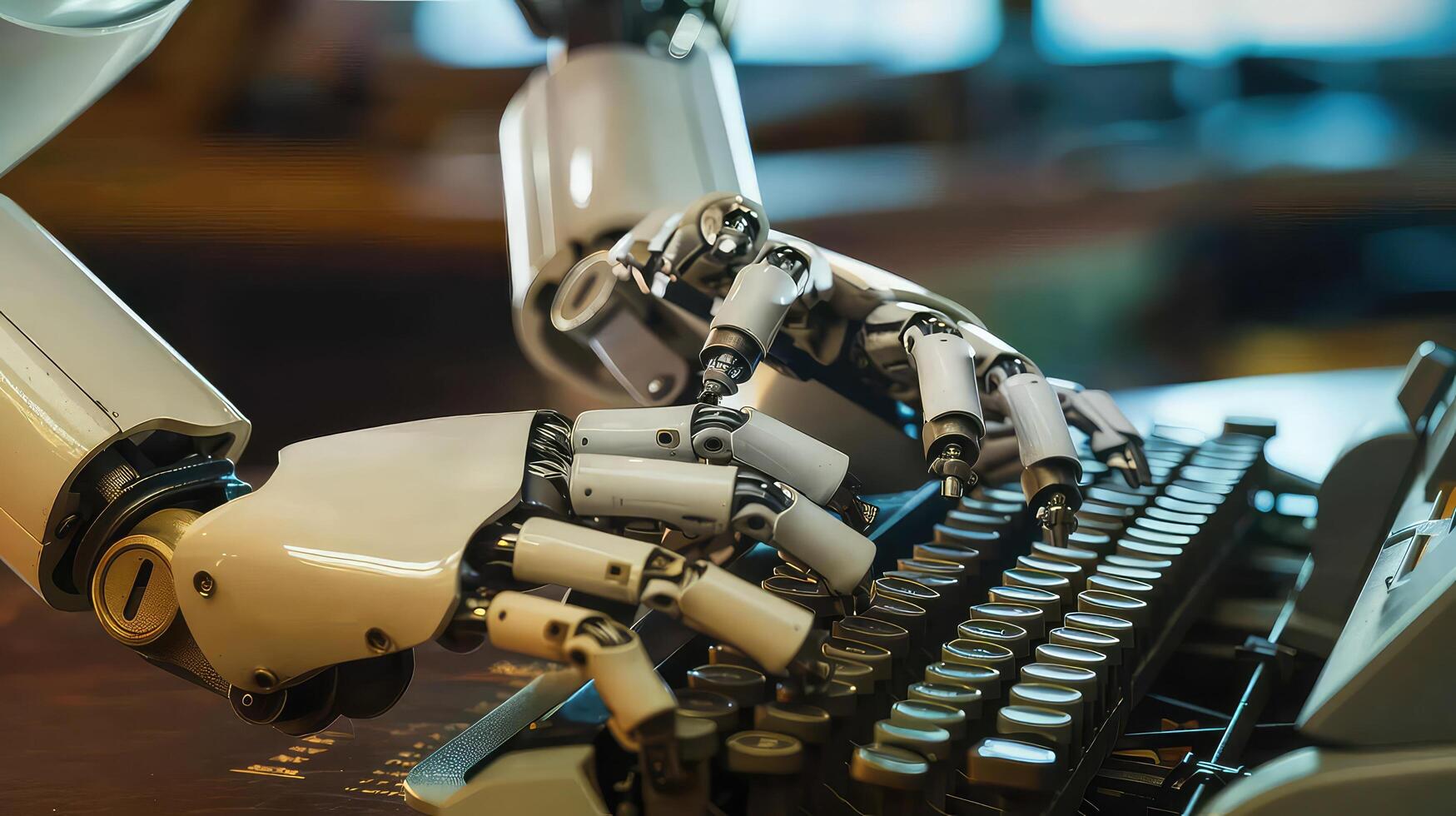 working with automation robot arms machine in intelligent factory industrial on real time monitoring system software. . photo