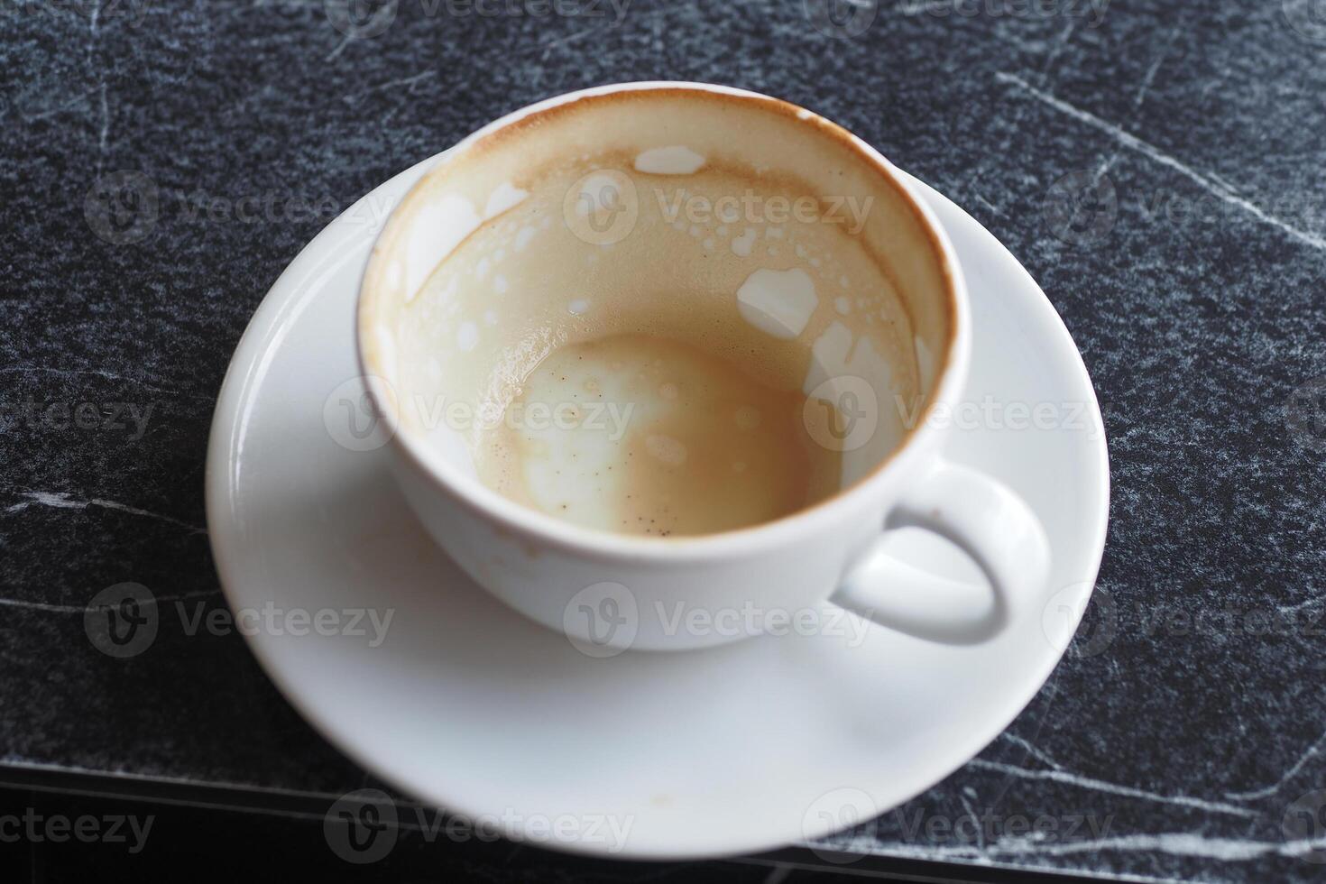 top view of empty coffee cup on table , photo