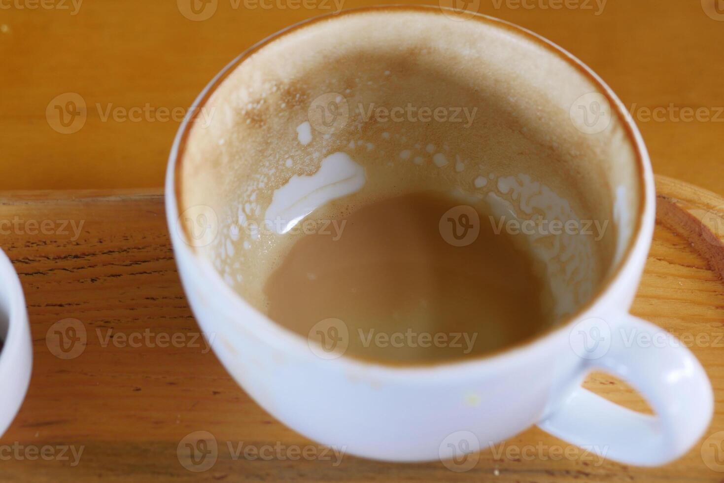 top view of empty coffee cup on table , photo