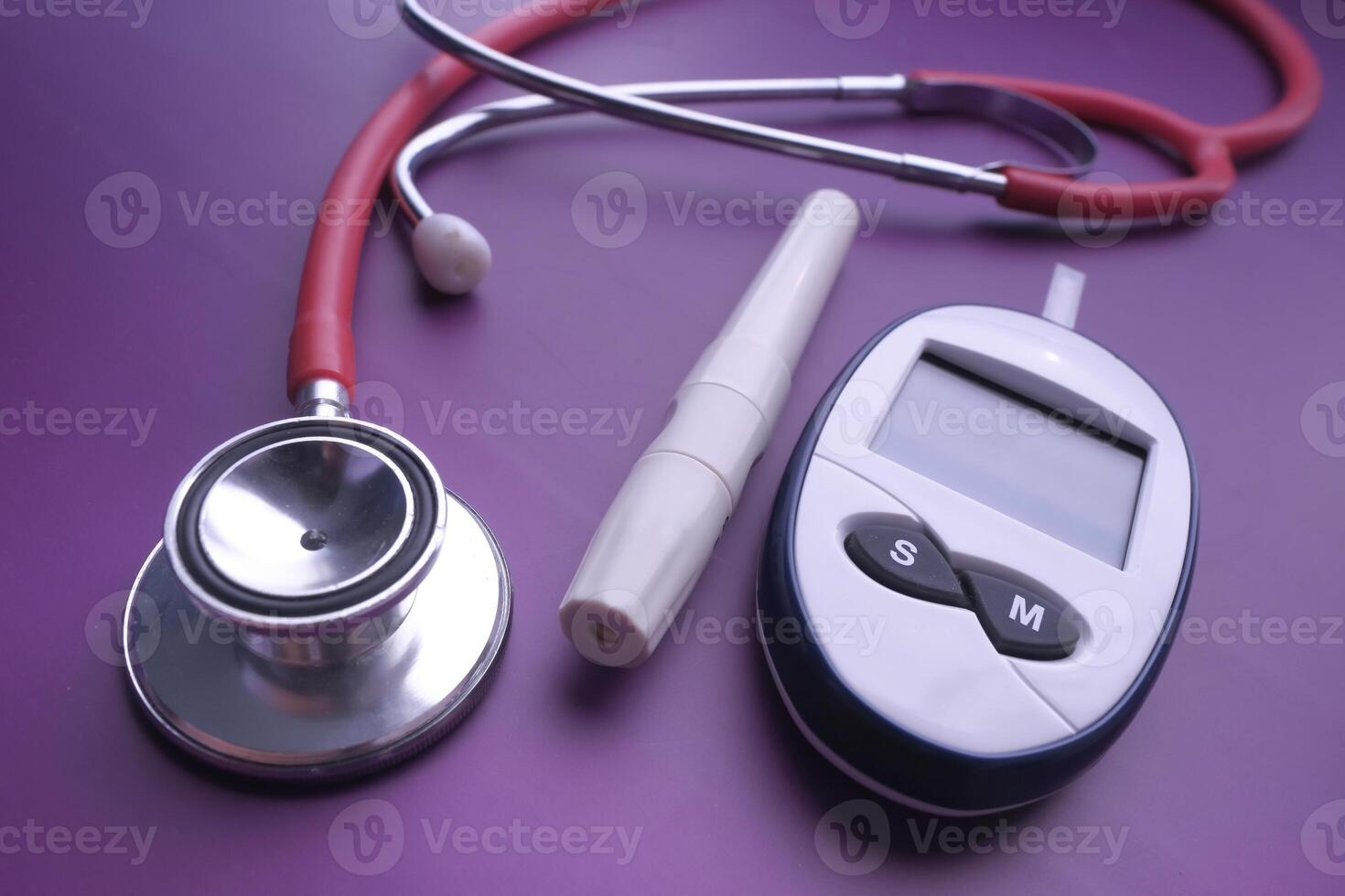 blood sugar measurement for diabetes with stethoscope photo