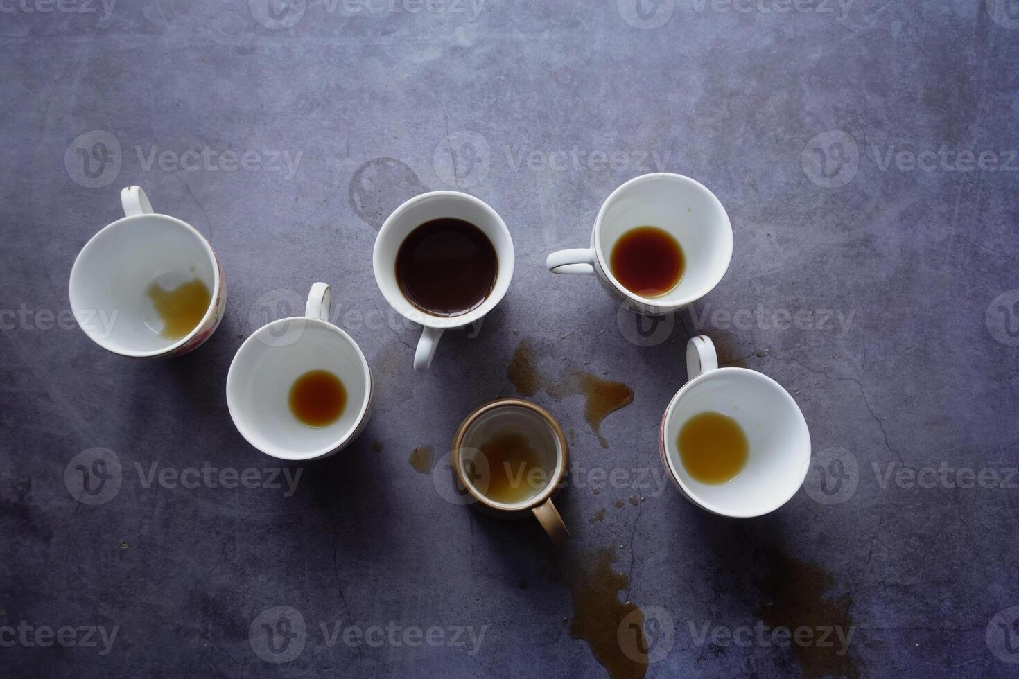 top view of coffee spilled on a black background photo