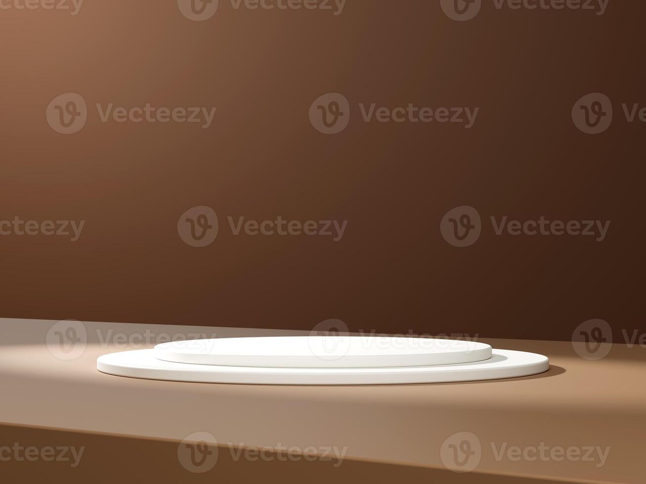 3d display product minimal scene with geometric podium platform. cylinder background 3d rendering with podium. stand for cosmetic products on brown background. Stage showcase on pedestal 3d photo