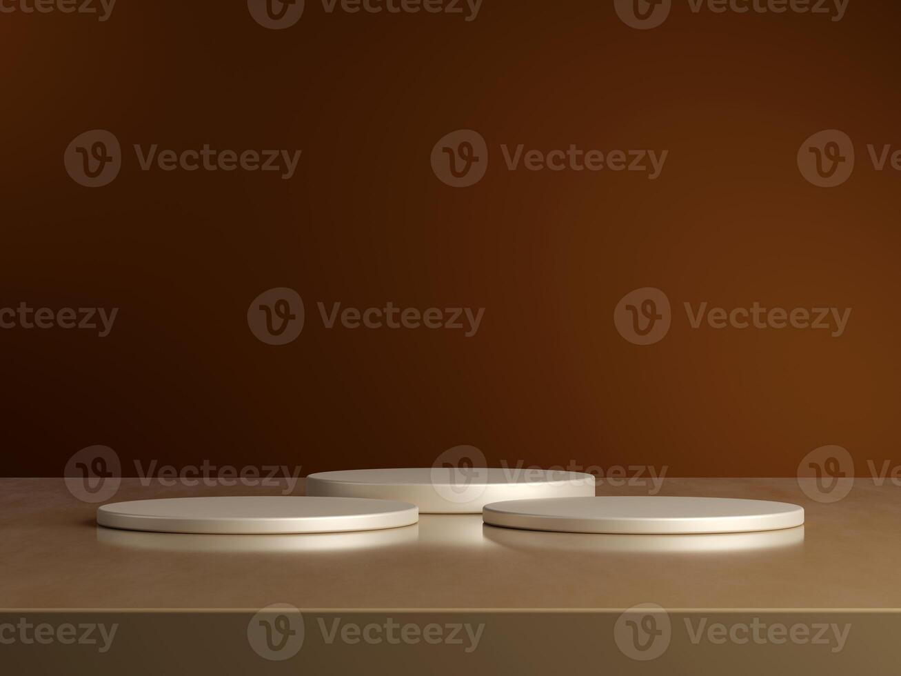 3d display product minimal scene with geometric podium platform. cylinder background 3d rendering with podium. stand for cosmetic products on brown background. Stage showcase on pedestal 3d photo