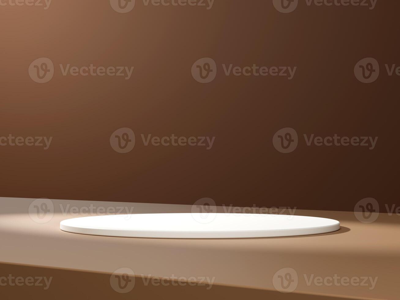 3d display product minimal scene with geometric podium platform. cylinder background 3d rendering with podium. stand for cosmetic products on brown background. Stage showcase on pedestal 3d photo