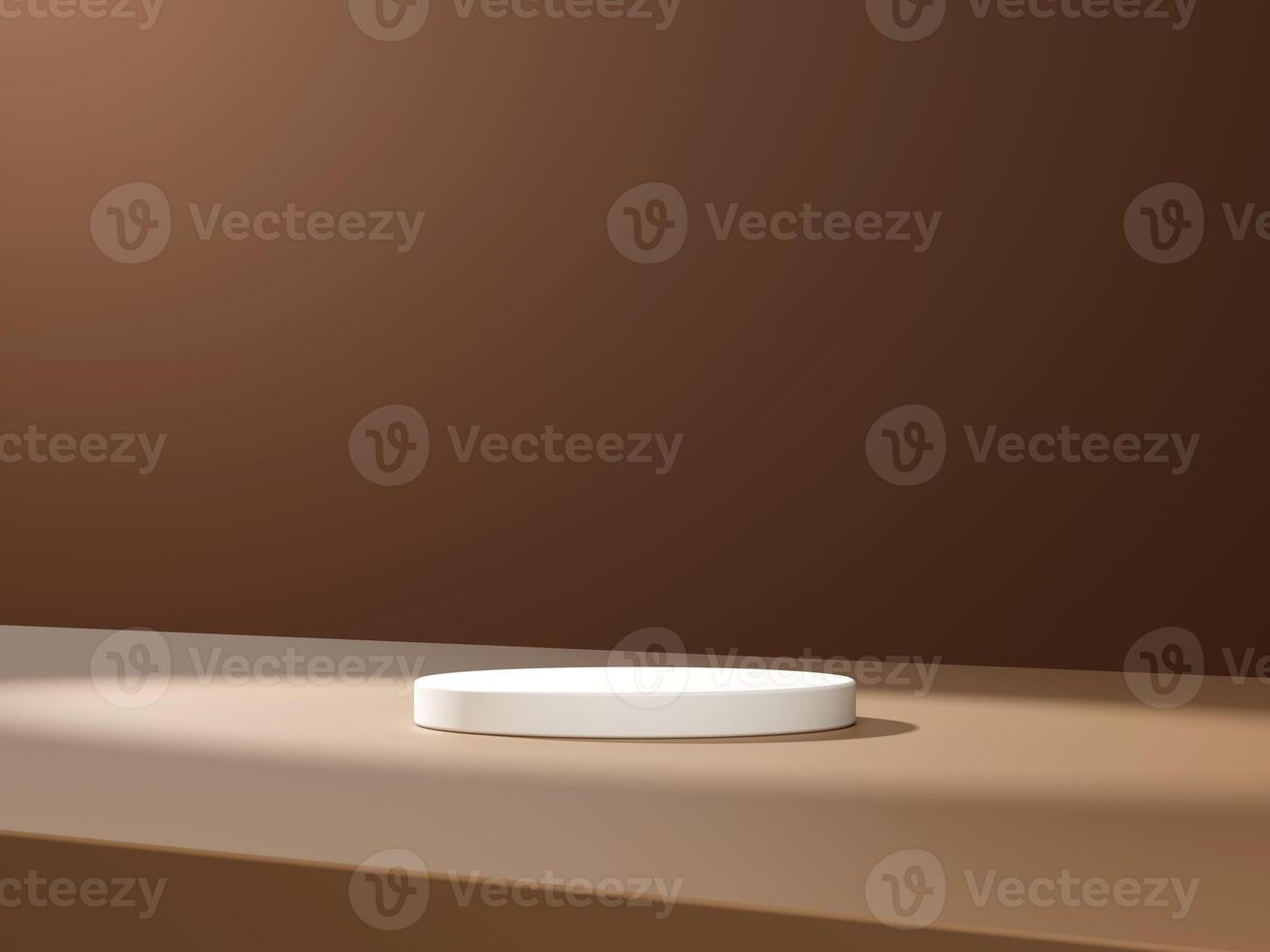 3d display product minimal scene with geometric podium platform. cylinder background 3d rendering with podium. stand for cosmetic products on brown background. Stage showcase on pedestal 3d photo