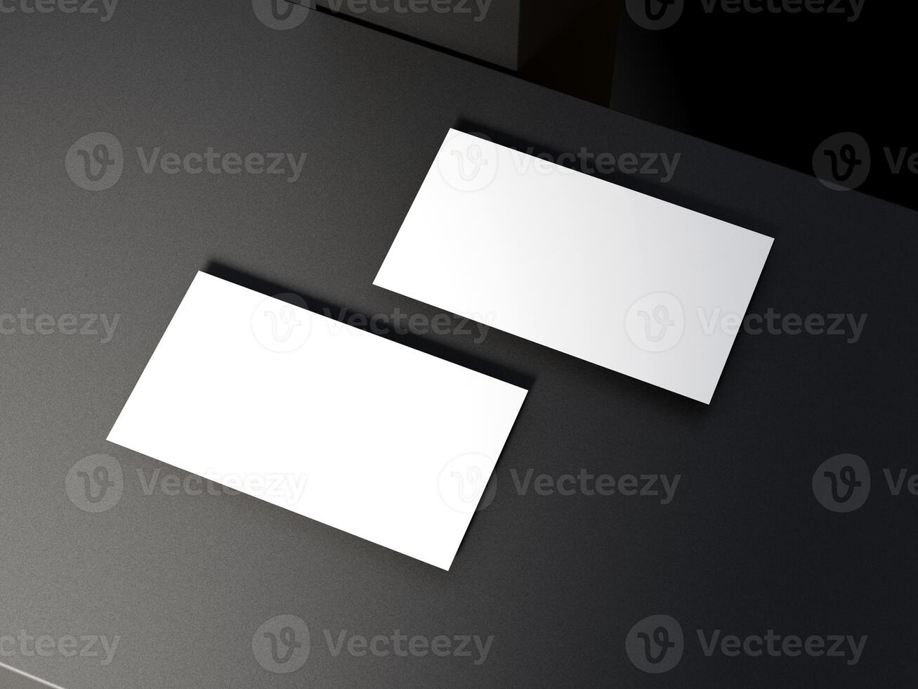 Business card on elegant metallic black background photo