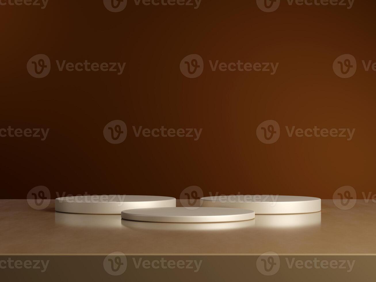 3d display product minimal scene with geometric podium platform. cylinder background 3d rendering with podium. stand for cosmetic products on brown background. Stage showcase on pedestal 3d photo