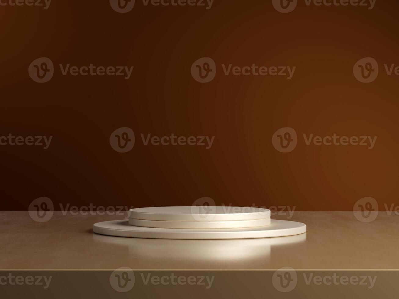 3d display product minimal scene with geometric podium platform. cylinder background 3d rendering with podium. stand for cosmetic products on brown background. Stage showcase on pedestal 3d photo