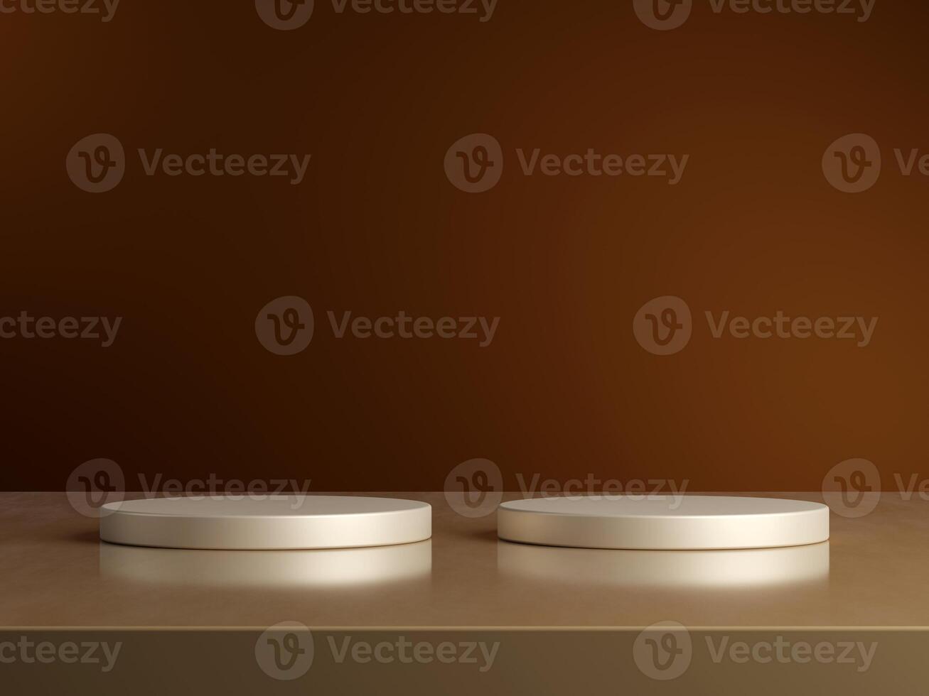 3d display product minimal scene with geometric podium platform. cylinder background 3d rendering with podium. stand for cosmetic products on brown background. Stage showcase on pedestal 3d photo