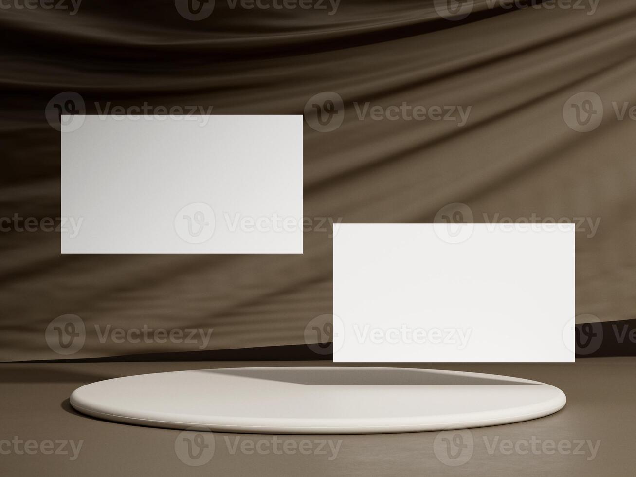 Realistic floating business branding cards template mockup. photo