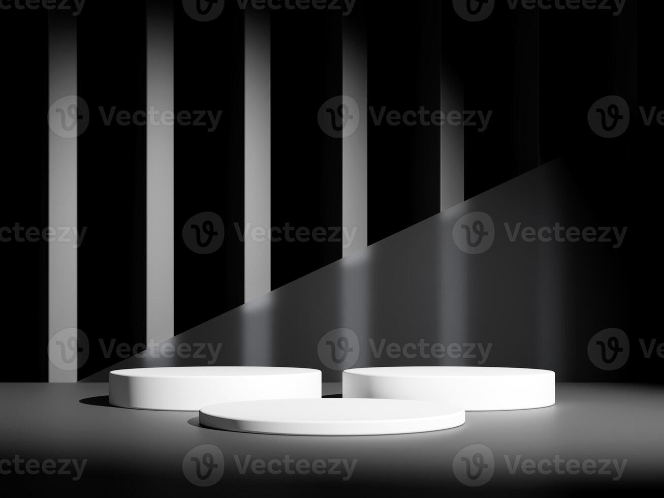 3d display product minimal scene with geometric podium platform in black background. cylinder background 3d rendering with podium. stand for cosmetic products. Stage showcase on pedestal studio photo