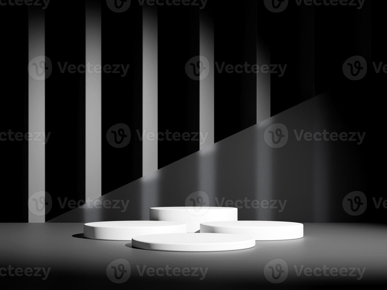 3d display product minimal scene with geometric podium platform in black background. cylinder background 3d rendering with podium. stand for cosmetic products. Stage showcase on pedestal studio photo