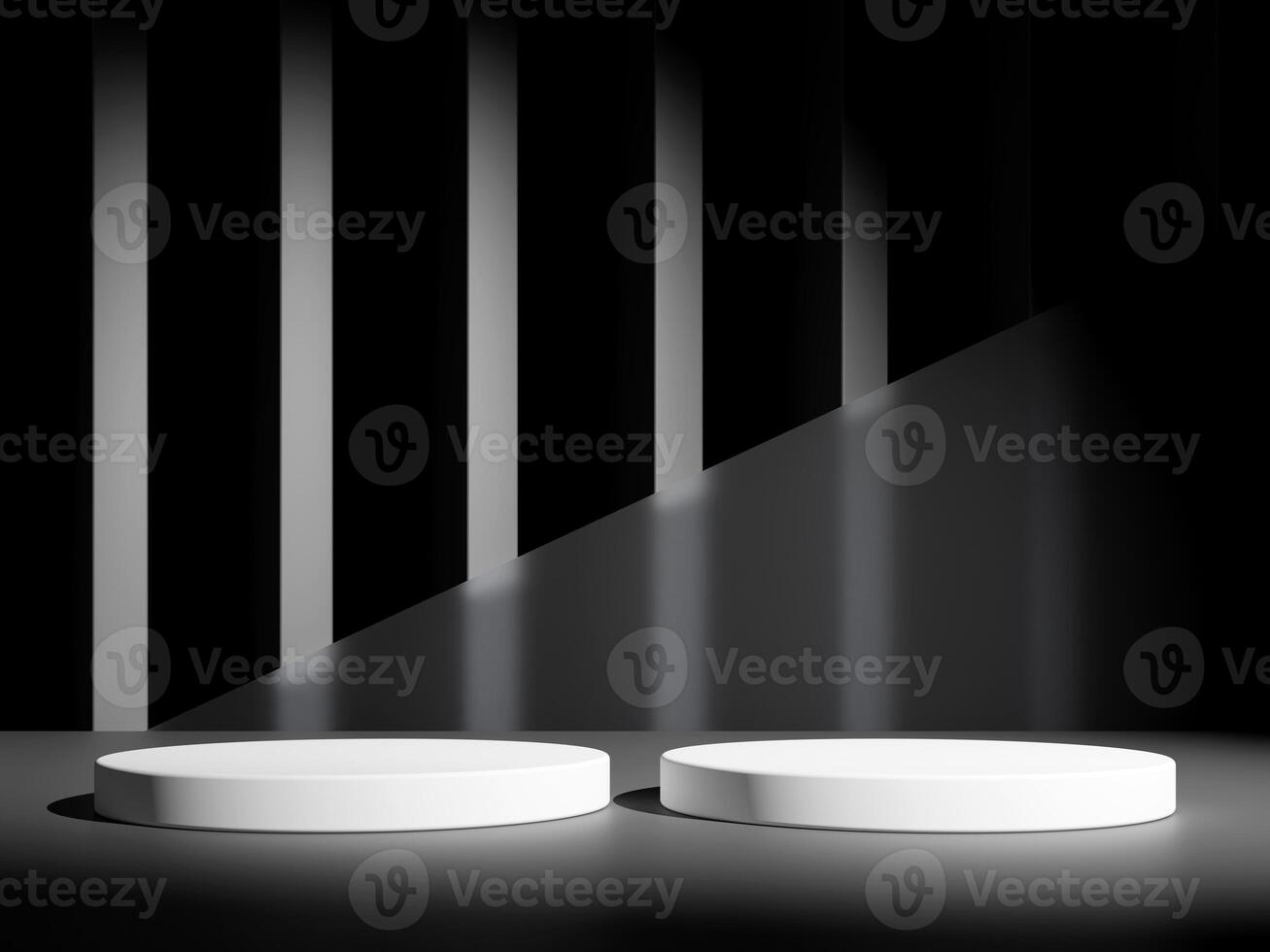 3d display product minimal scene with geometric podium platform in black background. cylinder background 3d rendering with podium. stand for cosmetic products. Stage showcase on pedestal studio photo
