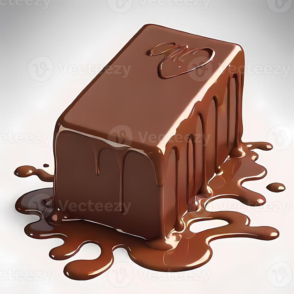 Chocolate bar with liquid chocolate dripping photo