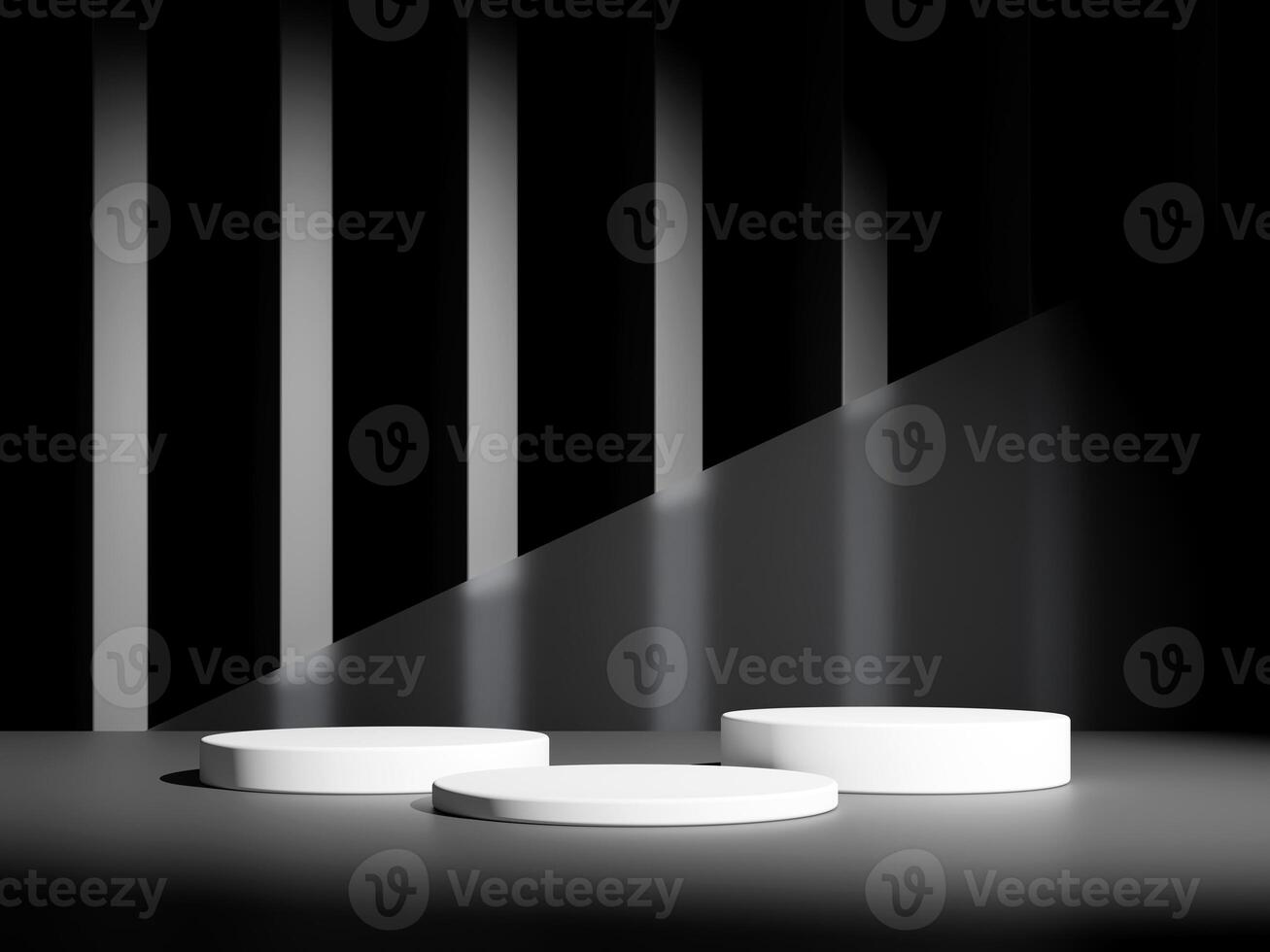 3d display product minimal scene with geometric podium platform in black background. cylinder background 3d rendering with podium. stand for cosmetic products. Stage showcase on pedestal studio photo