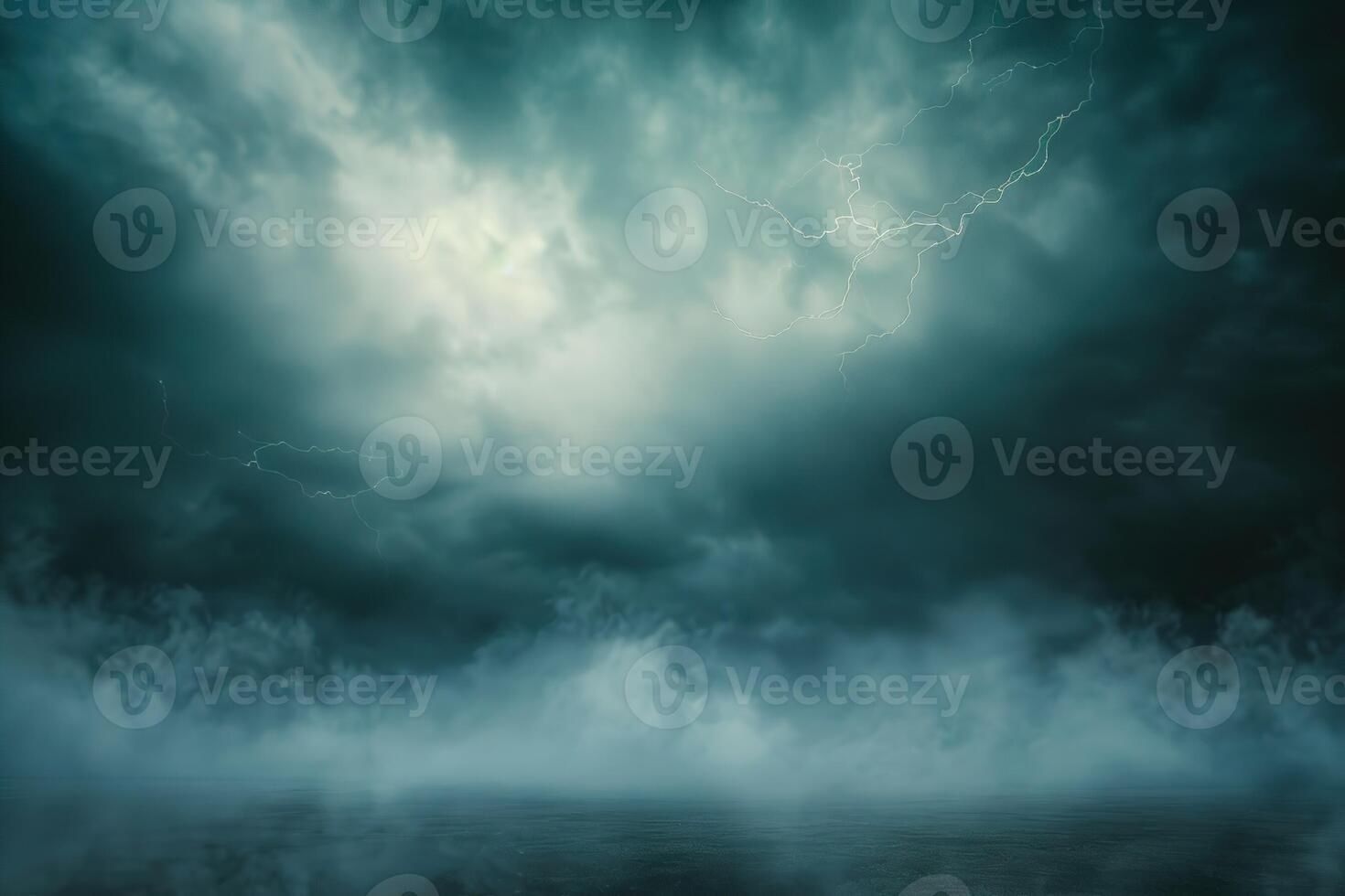 vertical image of a gloomy stormy sky with heavy clouds and lightning photo