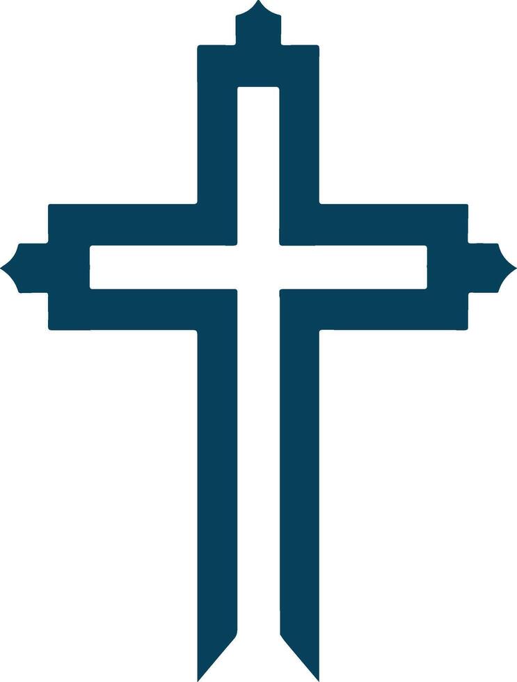 a cross with a blue and white design vector