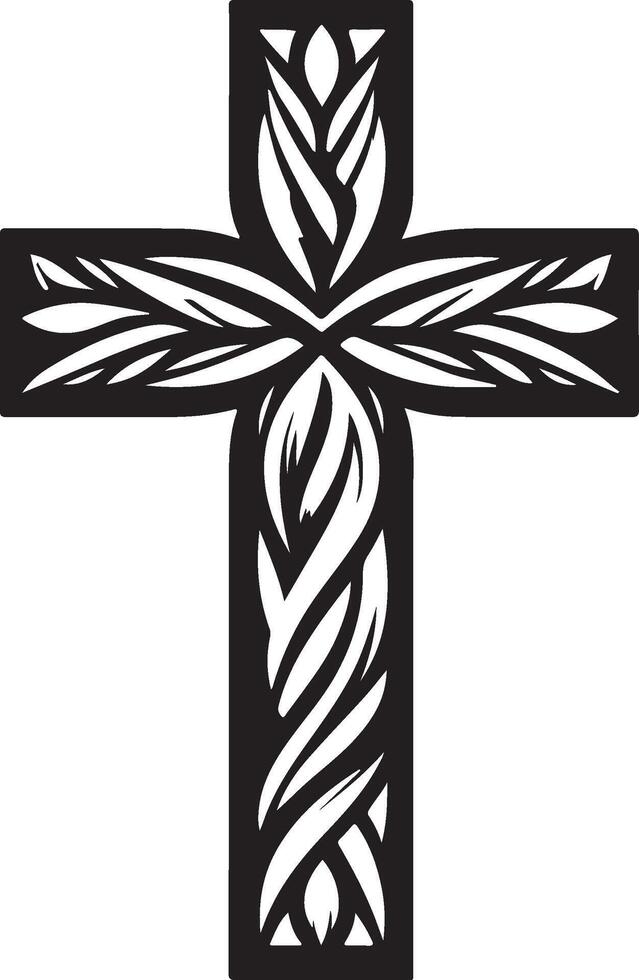 a cross with a blue and white design vector