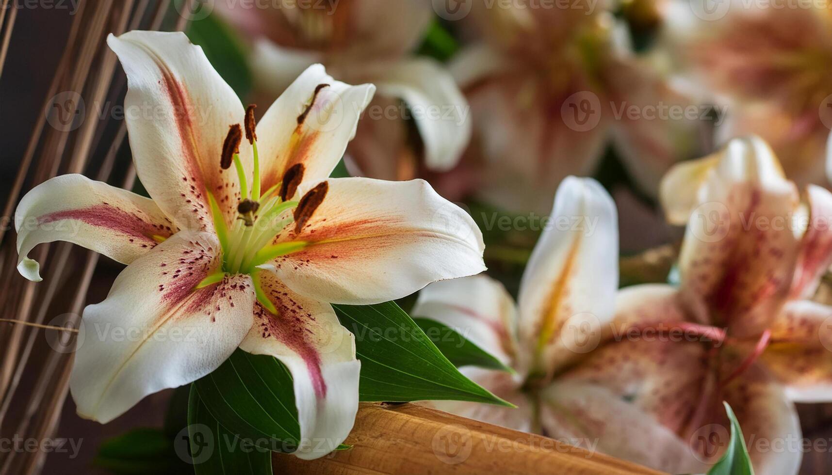 Close-up lily flower, art of ikebana photo