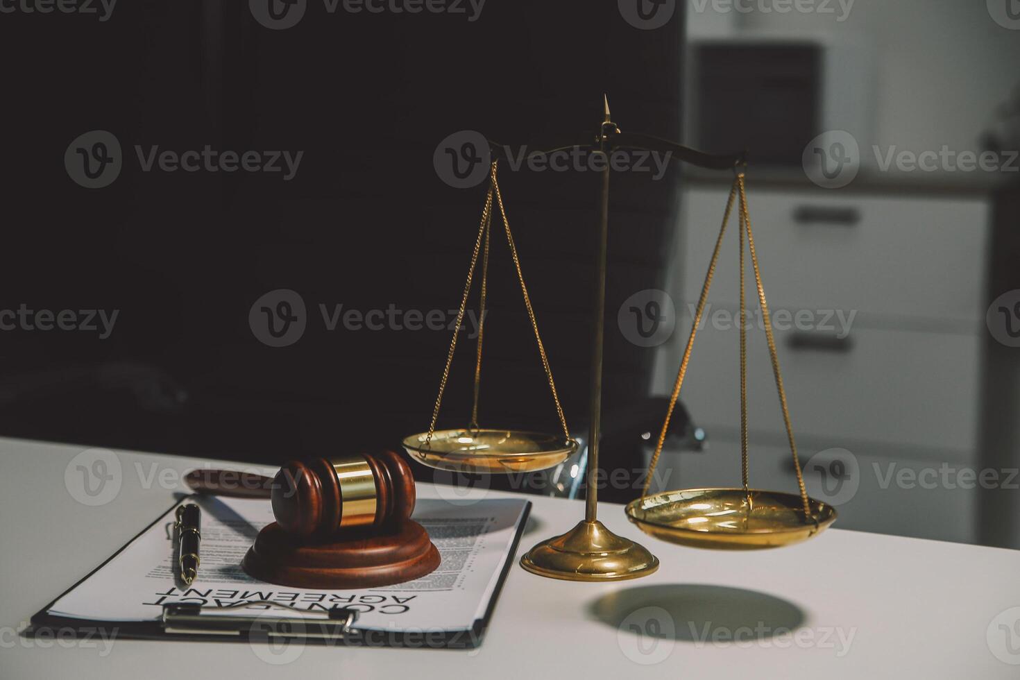Lawyer, legal advisor, businessman brainstorming information on agreement details Business contracts in legal processing books for accuracy in contract documents. joint financial investment. photo