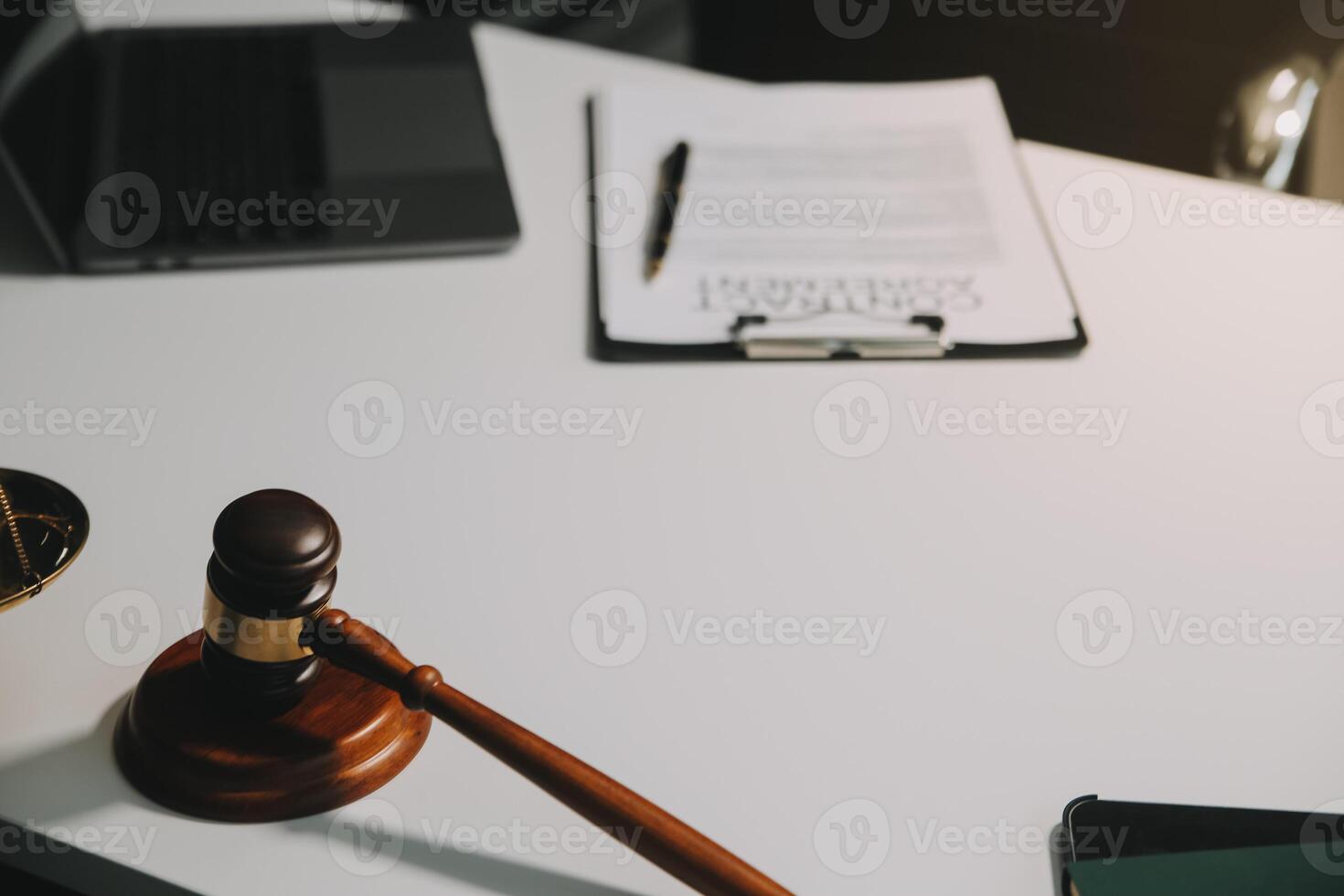 Lawyer, legal advisor, businessman brainstorming information on agreement details Business contracts in legal processing books for accuracy in contract documents. joint financial investment. photo