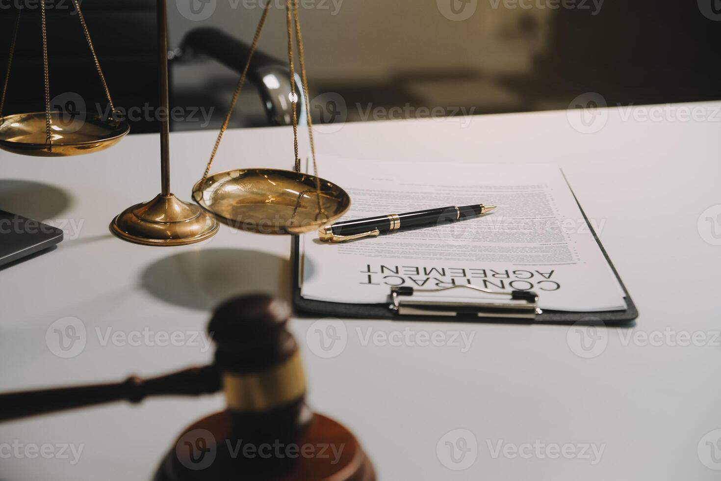 Lawyer, legal advisor, businessman brainstorming information on agreement details Business contracts in legal processing books for accuracy in contract documents. joint financial investment. photo