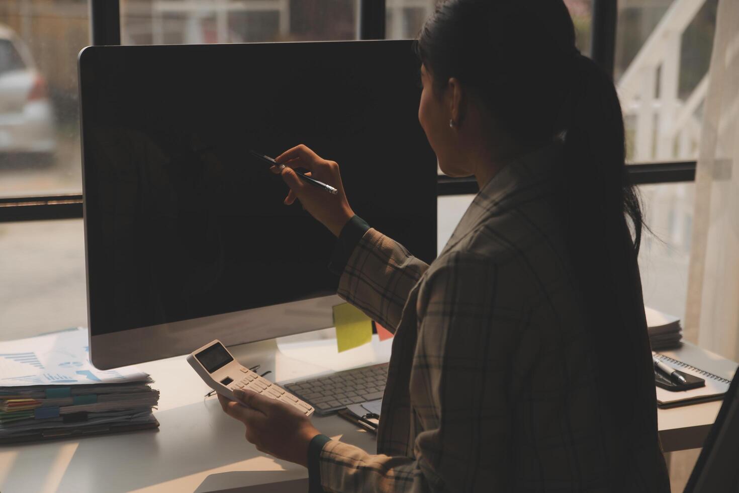 Team of business people working together in the meeting room office, teamwork background charts and graphs banner, double exposure successful teamwork,business planning concept. photo