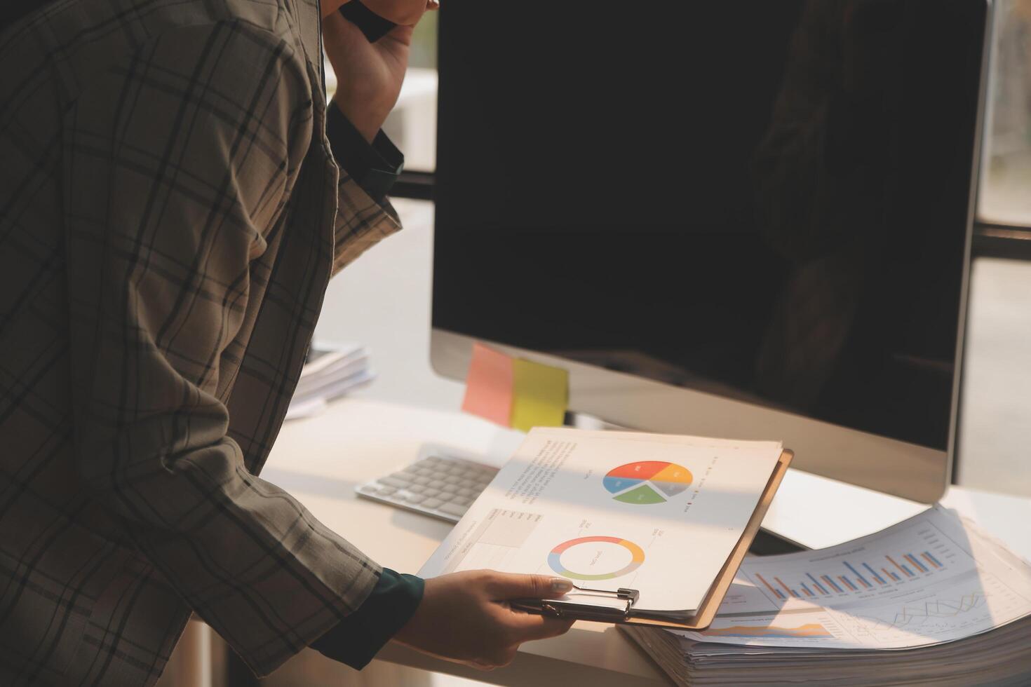 Team of business people working together in the meeting room office, teamwork background charts and graphs banner, double exposure successful teamwork,business planning concept. photo