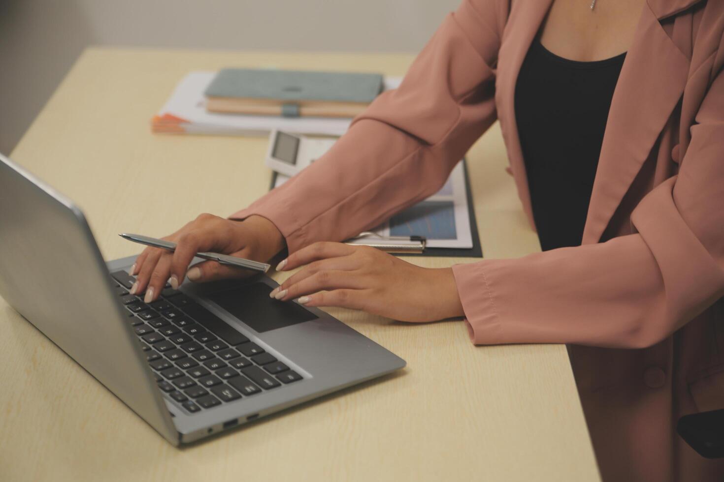 Business Documents, Auditor businesswoman checking searching document legal prepare paperwork or report for analysis TAX time,accountant Documents data contract partner deal in workplace office photo