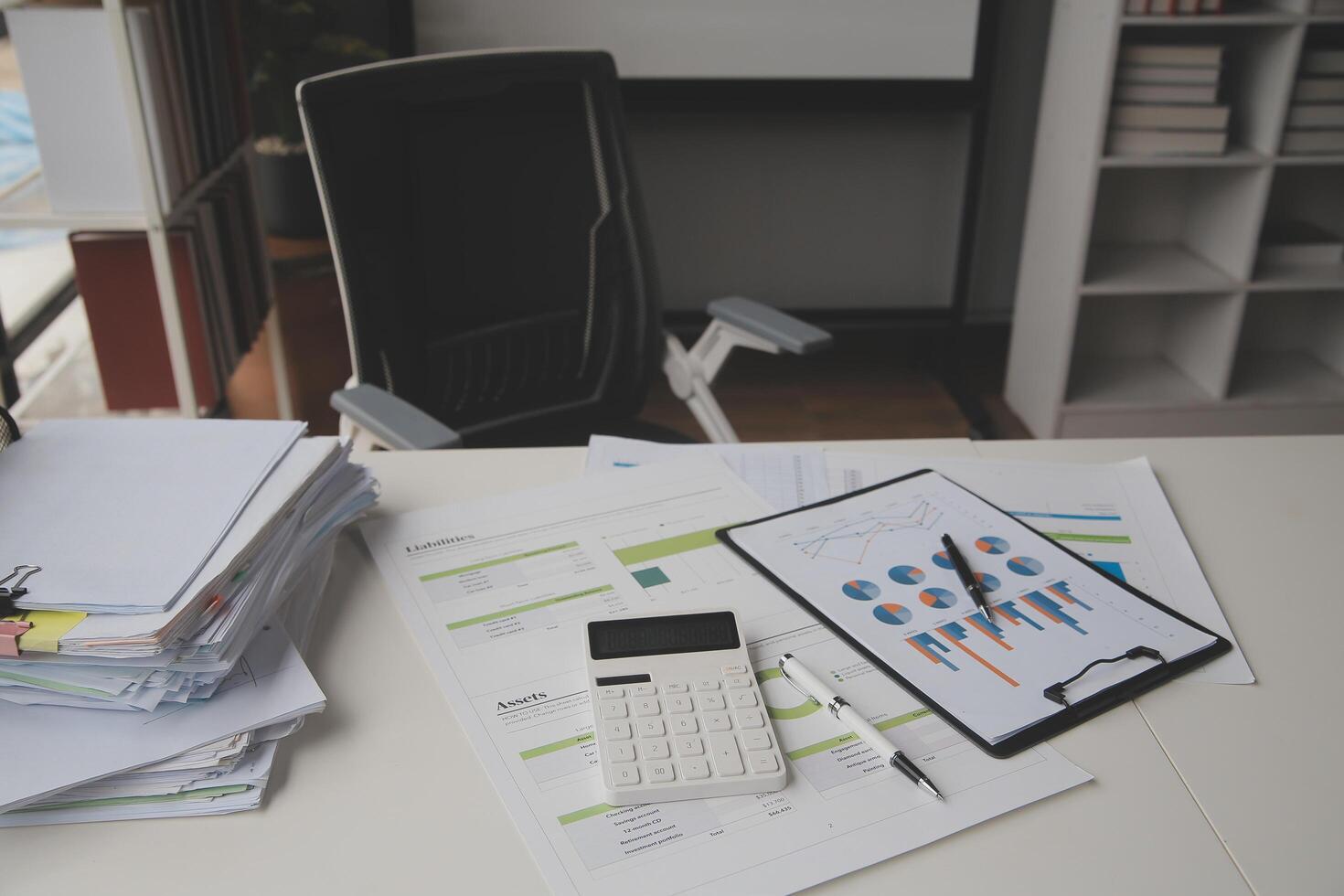Team of business people working together in the meeting room office, teamwork background charts and graphs banner, double exposure successful teamwork,business planning concept. photo